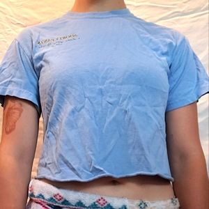 Light blue fun cropped t-shirt